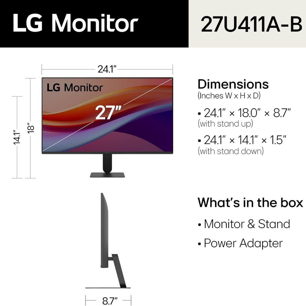 LG 27U411A-B 27-inch Full HD (1920 x 1080) IPS Computer Monitor - Image 6