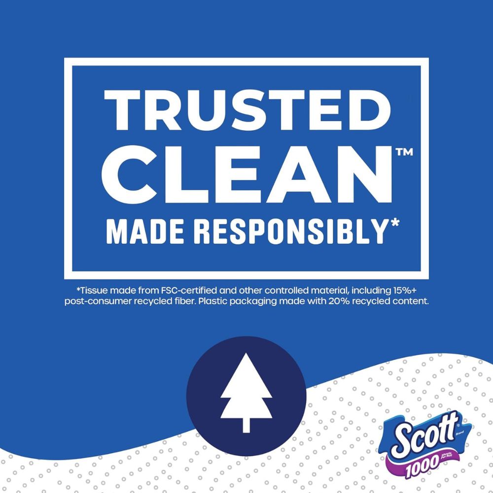 Scott 1000 Trusted Clean Toilet Paper, 32 Rolls, Septic-Safe, 1-Ply Toilet Tissue - Image 2