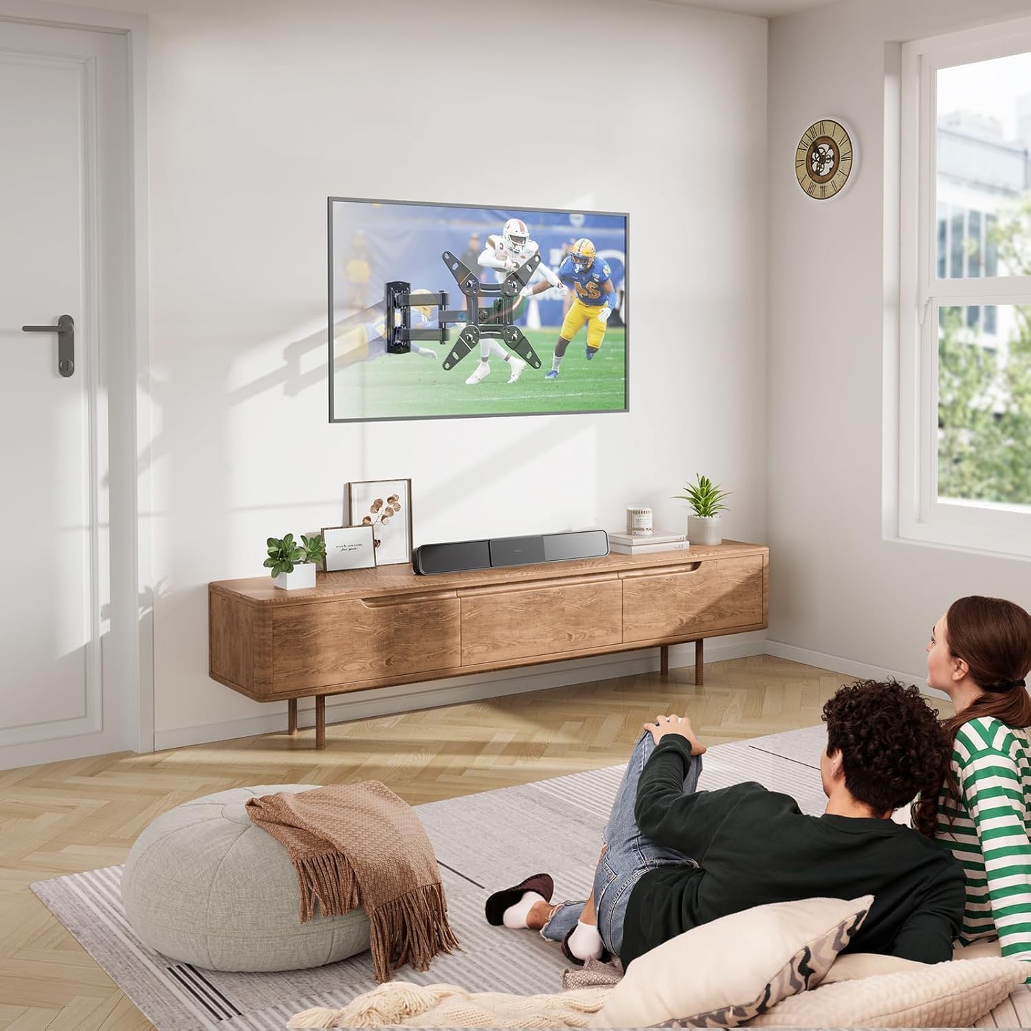 Pipishell Full Motion TV Wall Mount for Echo Show 21/15 and 13-43 Inch Flat Curved Screen TVs & Monitors - Image 5